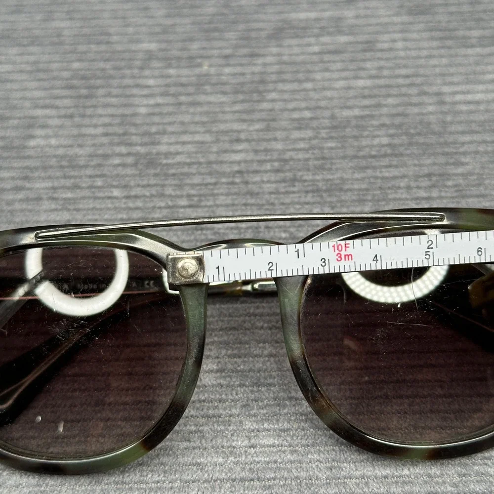 Prada SPR 13P Tortoise Green Round Double Bridge Sunglasses Italy 51-22-135